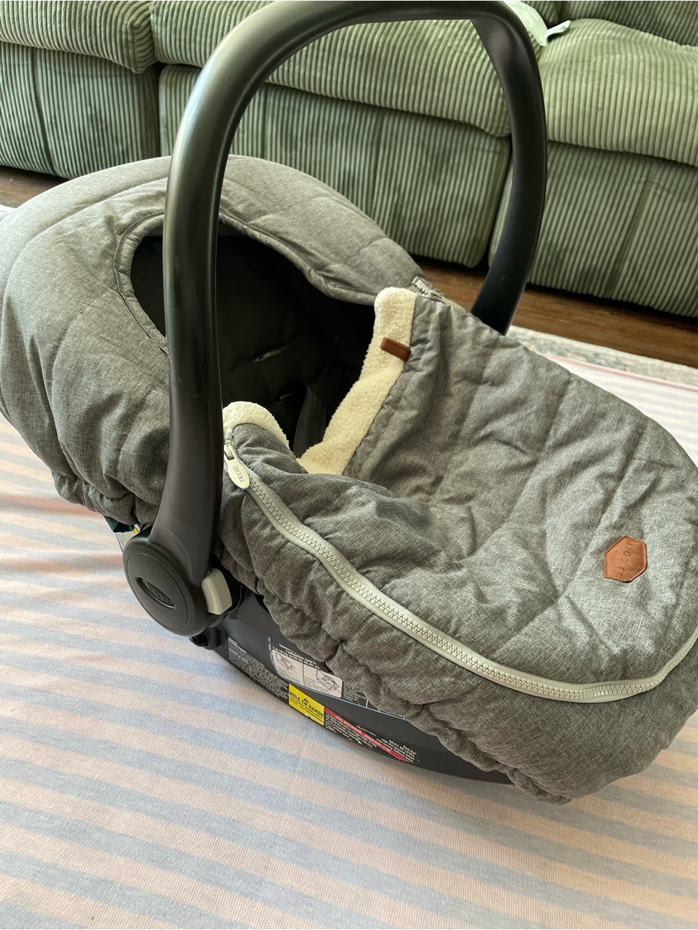 JJ Cole Gray Sherpa-Lined Infant Car Seat Cover